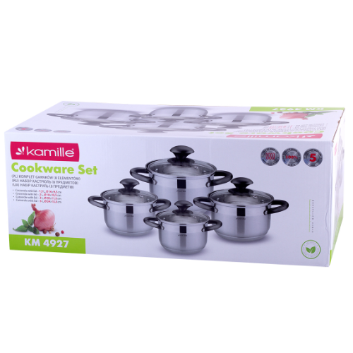 Набір каструль 8 предметів (каструлі 1,5/2/3/5л) нержавіюча сталь порожнисті ручки 4927 KAMILLE Житомир - изображение 4