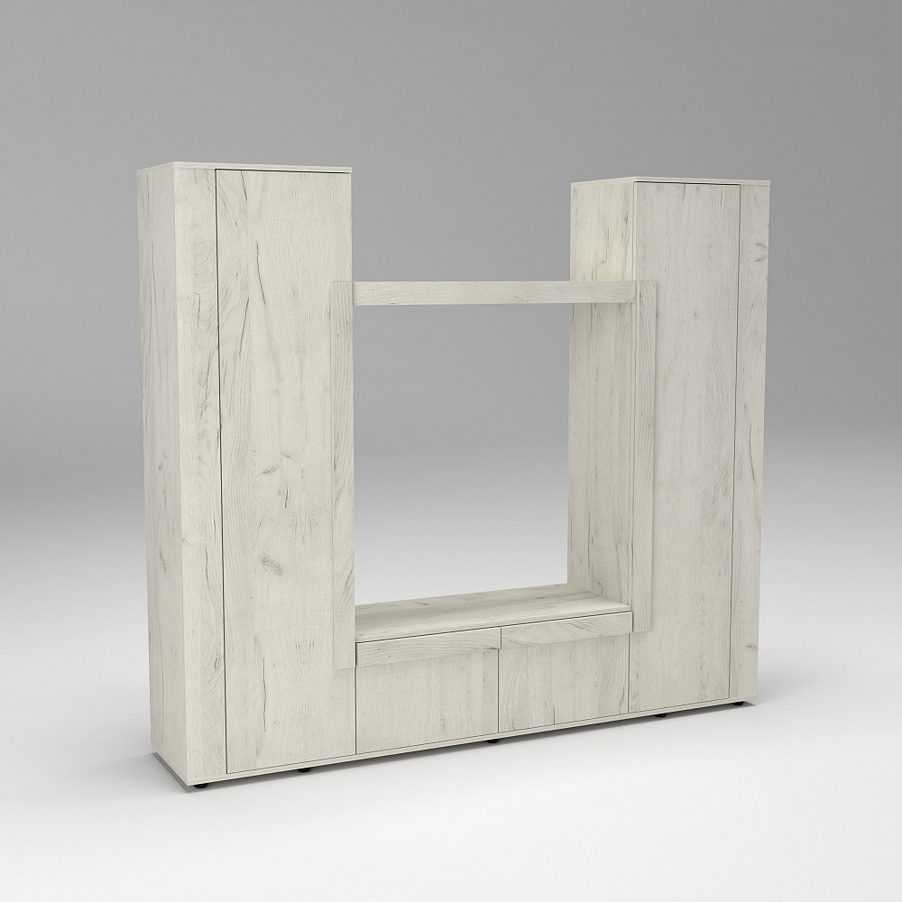 Стенка в гостиную под ТВ Эхо-4, Дуб Крафт Білий, 2080х420х1850 Львов - изображение 3