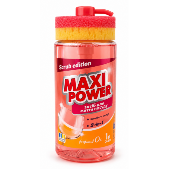 MAXI POWER Засіб для миття посуду Scrub edition 1 л Гостомель