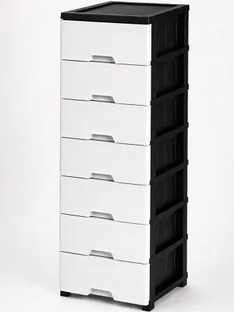 Комод пластиковий "New" 7 ярусів 146*43*34см, R-Plastic, чорно-білий Одеса