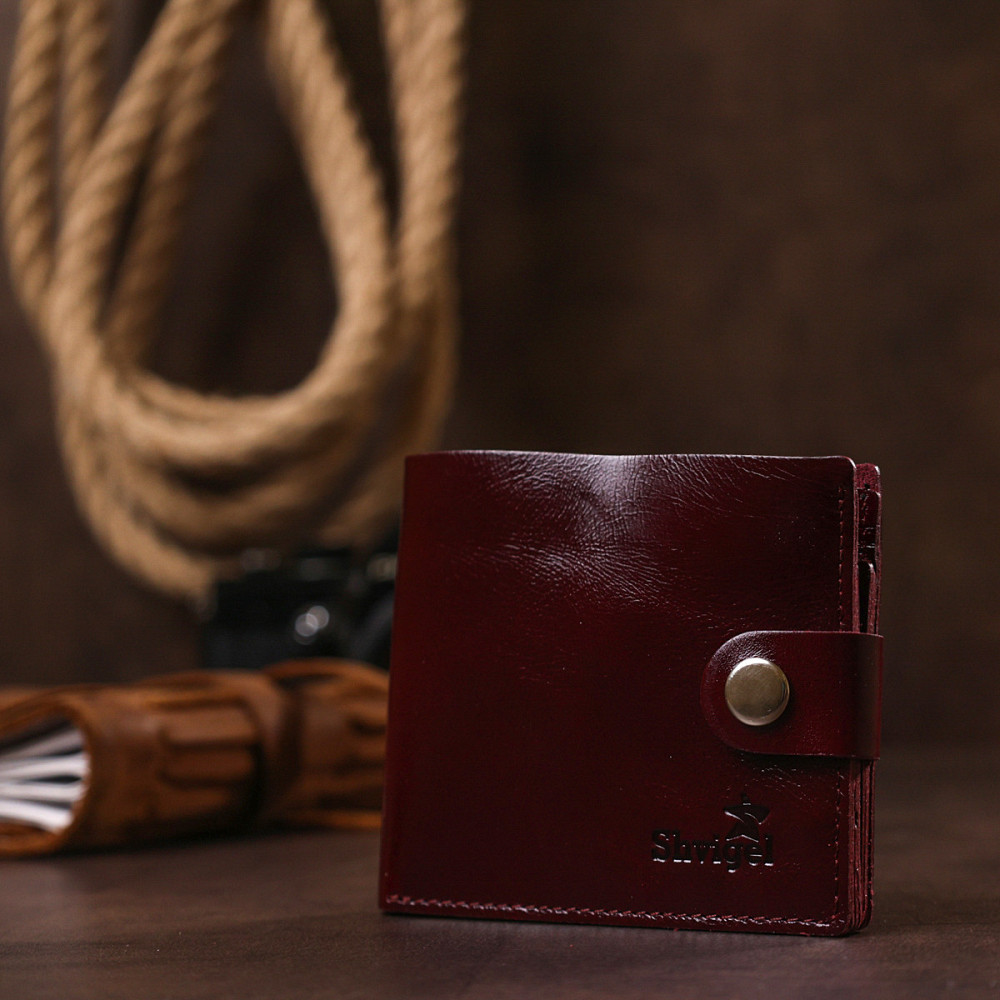 Шкіряне стильне портмоне Shvigel 16442 Бордовий Київ - фото 8