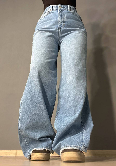 Джинсы женские Twin 1537-420 Palazzo Wide leg широкие палаццо высокая талия голубые, голубой, 38, 38, 80 см, 114 см Киев - изображение 5