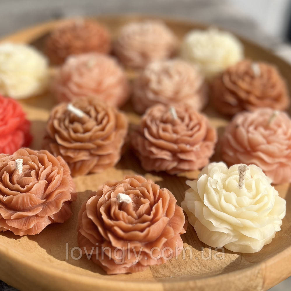 Свеча в форме пиона/розы из натурального пчелиного воска Ирпень - изображение 1