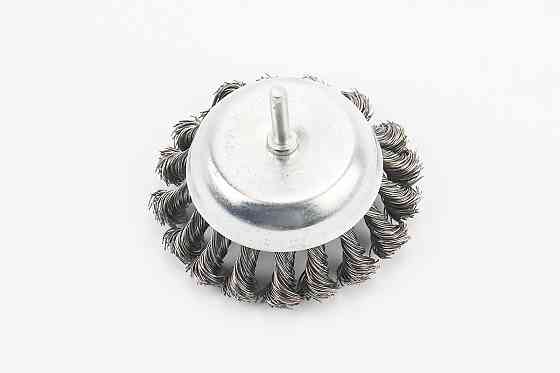 Щітка торцева зі стрижнем 1/4" D-100мм з плетеного дроту 19-7310 Київ