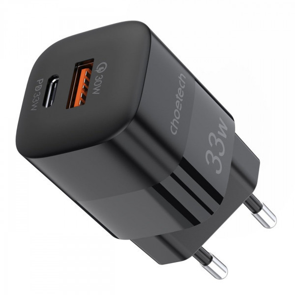 Зарядний пристрій 1хUSB-C+1xUSB 33W PD QC3.0 PD5006 чорний Choetech (PD5006-EU-BK) Київ - фото 3