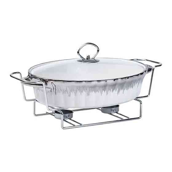 Фарфоровий мармит 1,5 л на металевій підставці з підігрівом Київ