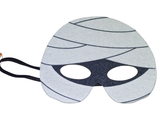 Маска з фетру Мумія для Хелловіна 18х14 см білий Київ