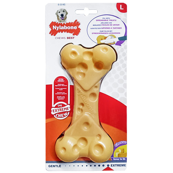 Nylabone Extreme Chew Cheese Bone НІЛАБОН СИРНА КІСТКА жувальна іграшка для собак, смак сиру Київ - фото 1
