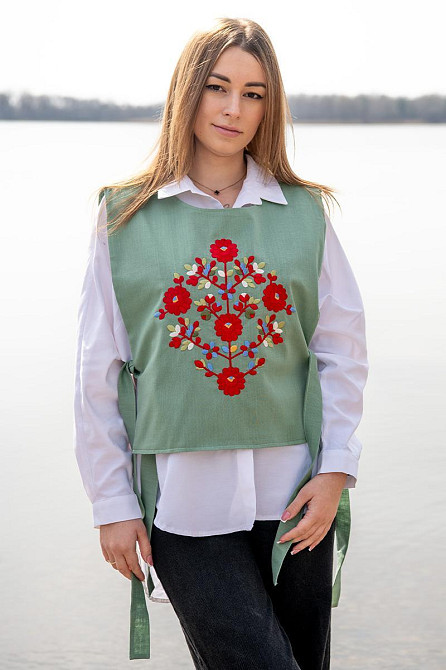 Вишита жилетка, жилетка — вишиванка  льон стрейч Київ - фото 3