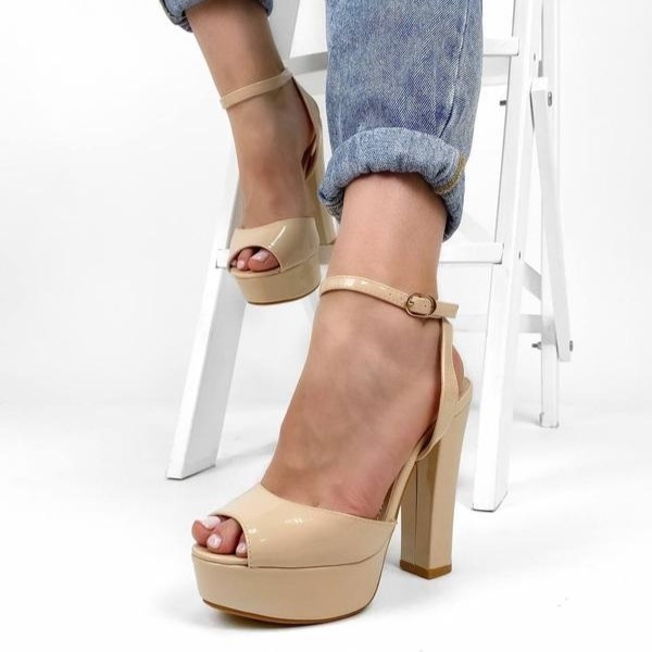 Жіночі Бежеві Босоніжки на Каблуку Лакові Модельні (розміри: 36,37,38,39) - 25 Дніпро - фото 9