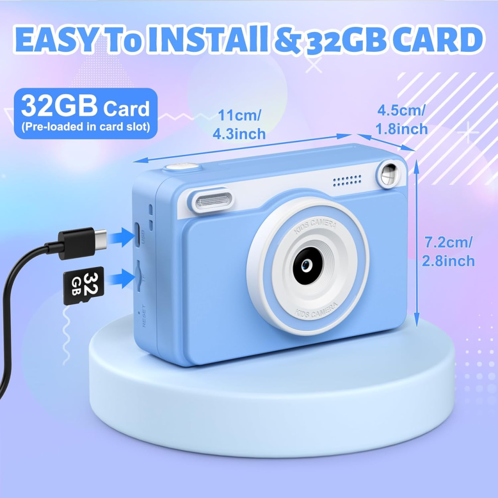 Дитячий цифровий фотоапарат миттєвого друку GREENKINDER H10 FullHD 1080P з картою 32 ГБ та 5 рулонами паперу Київ - фото 8