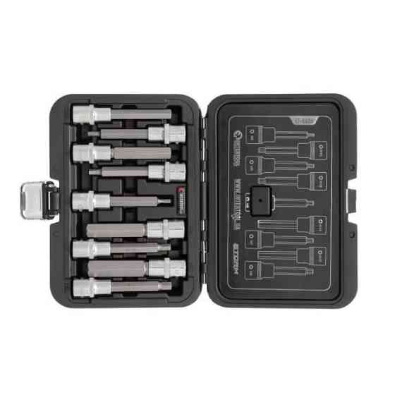 Набір біт HEX у кейсі, 1/2", S2, H4-H17, 100 мм, STORM INTERTOOL ET-8406 Київ