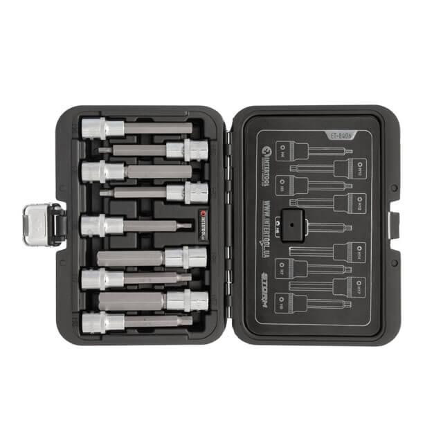 Набір біт HEX у кейсі, 1/2", S2, H4-H17, 100 мм, STORM INTERTOOL ET-8406 Київ - фото 3