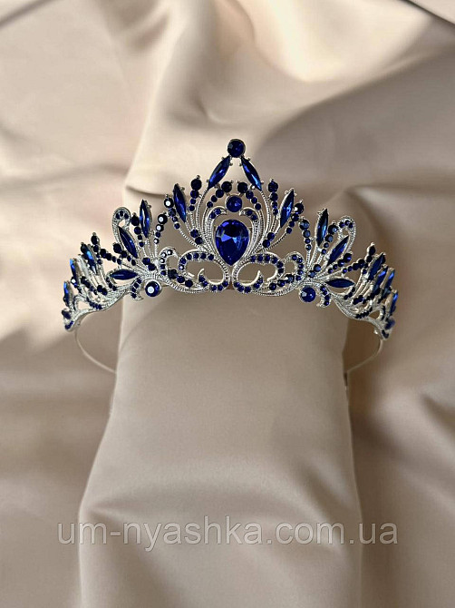 Диадема на обруче Корона синяя с камнями Кривой Рог - изображение 4