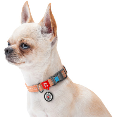 Ошейник для животных WAUDOG Re-cotton с QR паспортом светоотражающий Ш 25 мм Д 33-49 см оранжевый (02924) Винница - изображение 5