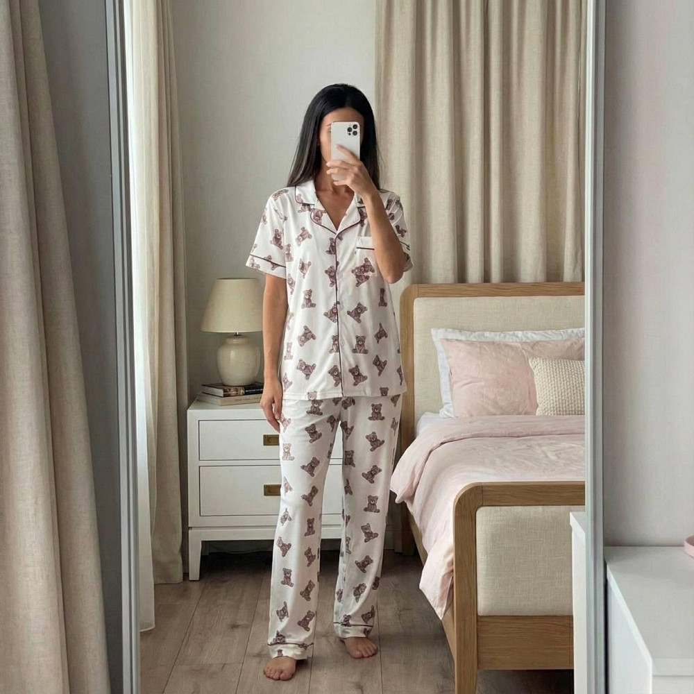 Жіноча ніжна піжама-трійка з милими ведмедиками з бавовни 46 Одеса - фото 5