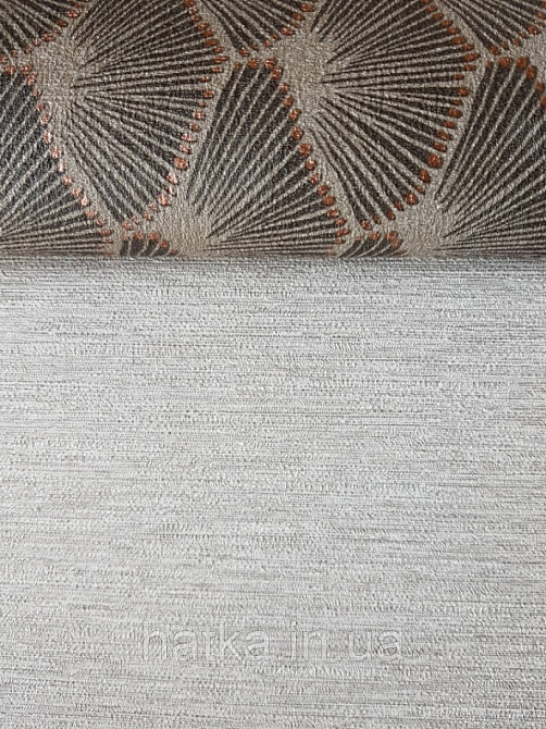 Обои виниловые Decoprint Breeze 0.53х10 м однотонные структурные тонкая полоска под ткань бежево серые Киев - изображение 1