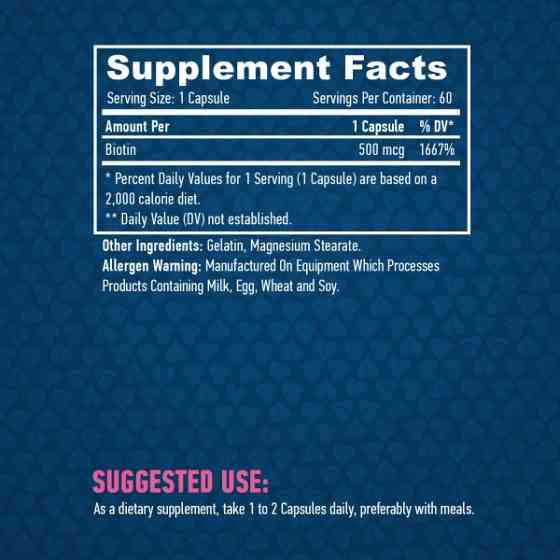 Біотин Haya Labs Biotin 500 mcg 60 caps Луцьк