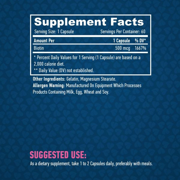 Биотин Haya Labs Biotin 500 mcg 60 caps Луцк - изображение 3