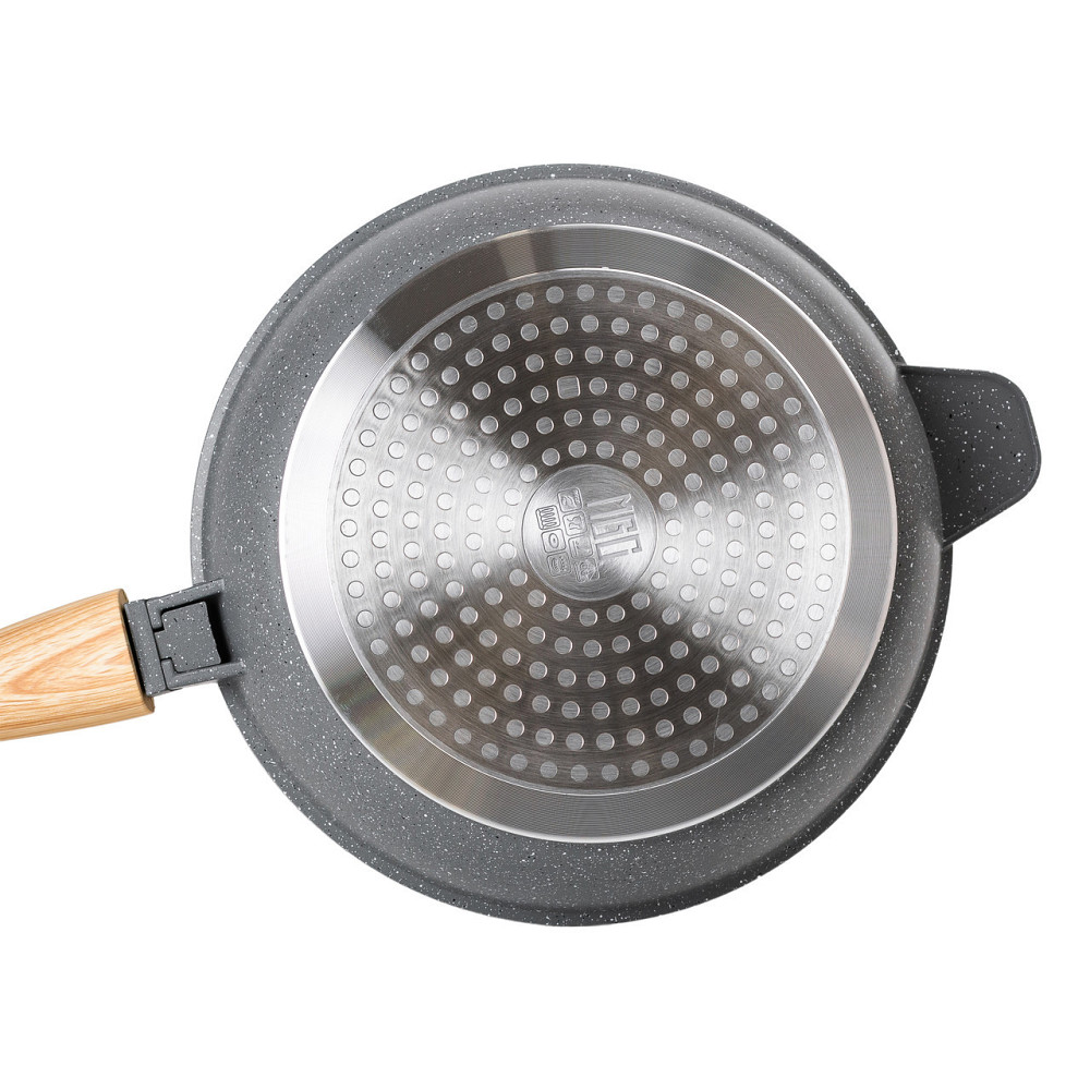 Алюмінієва глибока сковорода (2,4 л) зі скляною кришкою Ø 24 см сіра MGC HP-4-463G Київ - фото 3