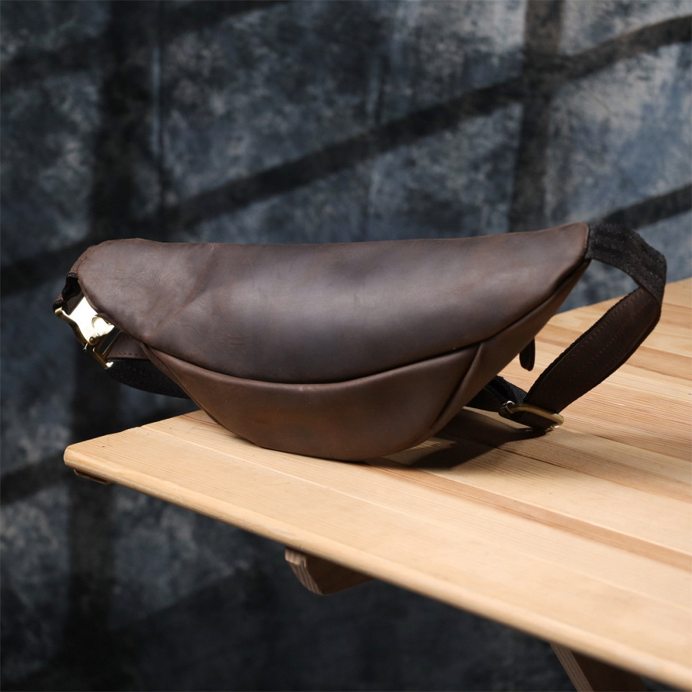 Добротная сумка бананка для мужчин из винтажной натуральной кожи Shvigel 23139 Коричневый Киев - изображение 2