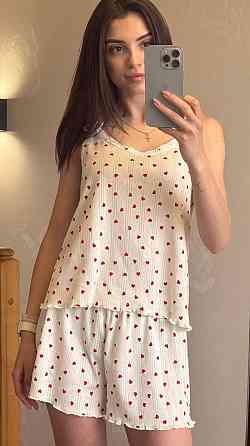 Жіночий комплект для дому та сну Червоні серця M-L Харків