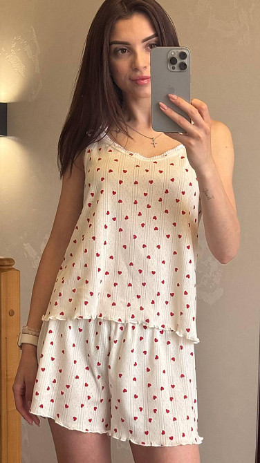 Женский комплект для дома и сна Красные сердечки M-L Харьков - изображение 1