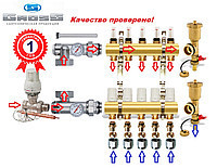 Колектор для теплої підлоги Gross 1"x3/4x9 в зборі без насоса Харків - фото 1