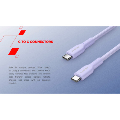 Дата кабель USB-C to USB-C 1.0m OnWire 60CL C-C 60W COLOR Braided 1m Light Blue Canyon (CND-CCAP60AB10LBL) Винница - изображение 6