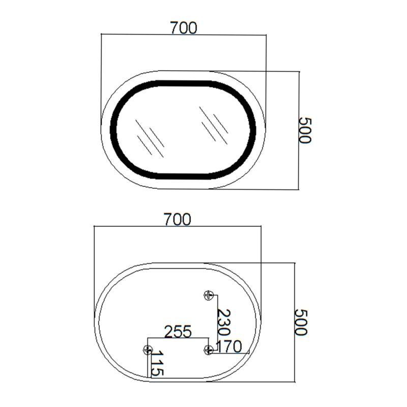 Зеркало настенное овальное сенсорное Qtap Gemini 500х700 с LED-подсветкой Touch, с антизапотеванием с диммером Харьков - изображение 2