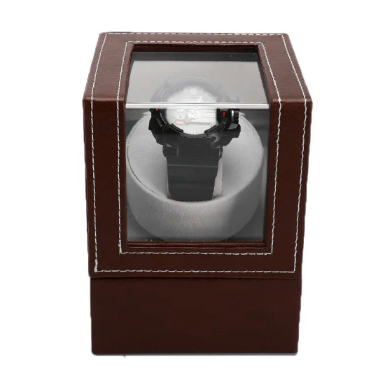 Шкатулка для подзавода часов Виндер тайммувер для 1-х часов (Коричневый с серым) Винница