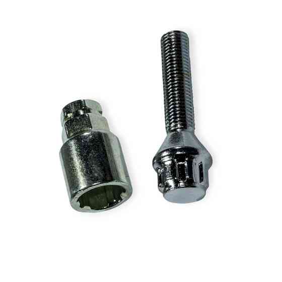 Болт колеса хром 12х45х1.5 конус, секретки (2 ключі) (к-кт 4 шт) Мукачево