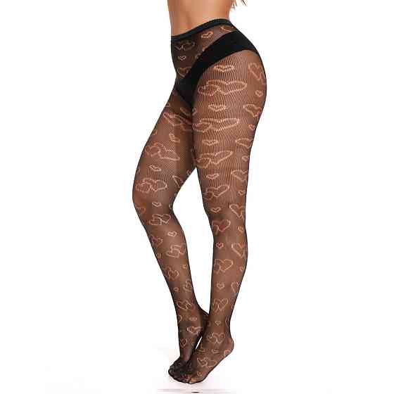 Колготки в сітку сердечка для жінок one size чорний Київ