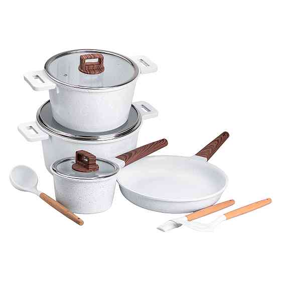 MGC Набір посуду алюміній з товстим дном MGC з лопаткою, ополоником і щіткою білий HP-4-406W Коломия