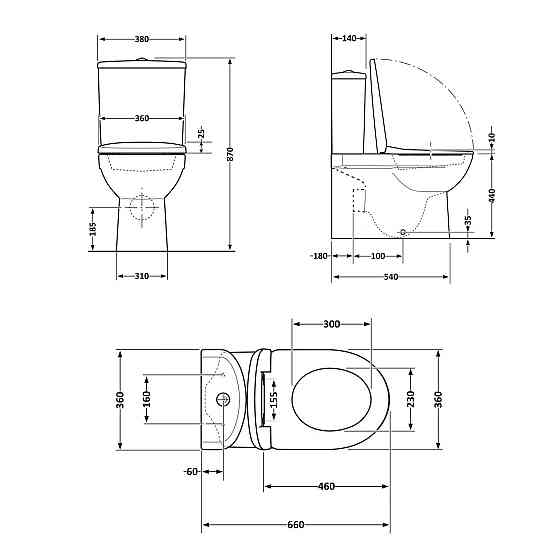 Унітаз підлоговий Qtap Robin Ultra Quiet безобідковий із сидінням Soft-Close MATT BLACK QT13226083AMB Київ