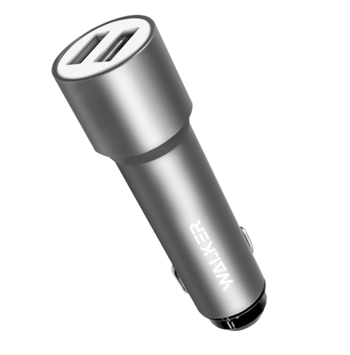Автомобільний зарядний пристрій WALKER WCR-22 2USB 1,0А+2,4A сірий Житомир - изображение 1