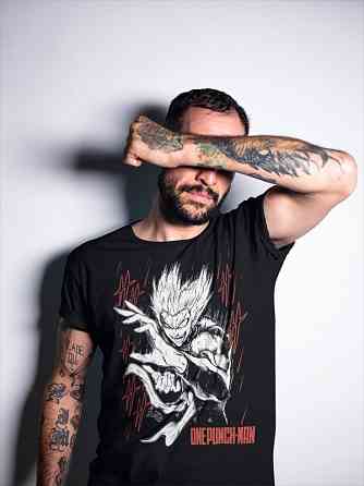 Футболка для мальчика аниме Гароу Оне Пункх Манга оверсайз (рост от 165 до 180 ) Черний AnimeJ0170m Днепр