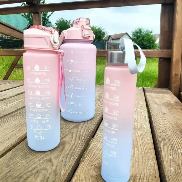 Набор спортивных бутылок для воды 0,5/1/2 л с маркером времени 3 в 1 Коломия - фото 2