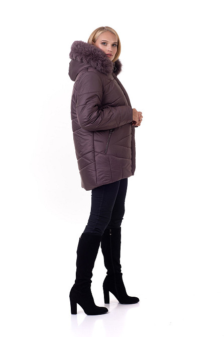 Короткий пуховик із хутром з хутром Київ - фото 2