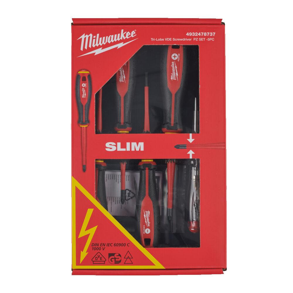 Набір викруток MILWAUKEE, VDE діелектричних (5шт), (SL3/SL4/PZ1/PZ2 / викрутка-тестер) Одеса - фото 1