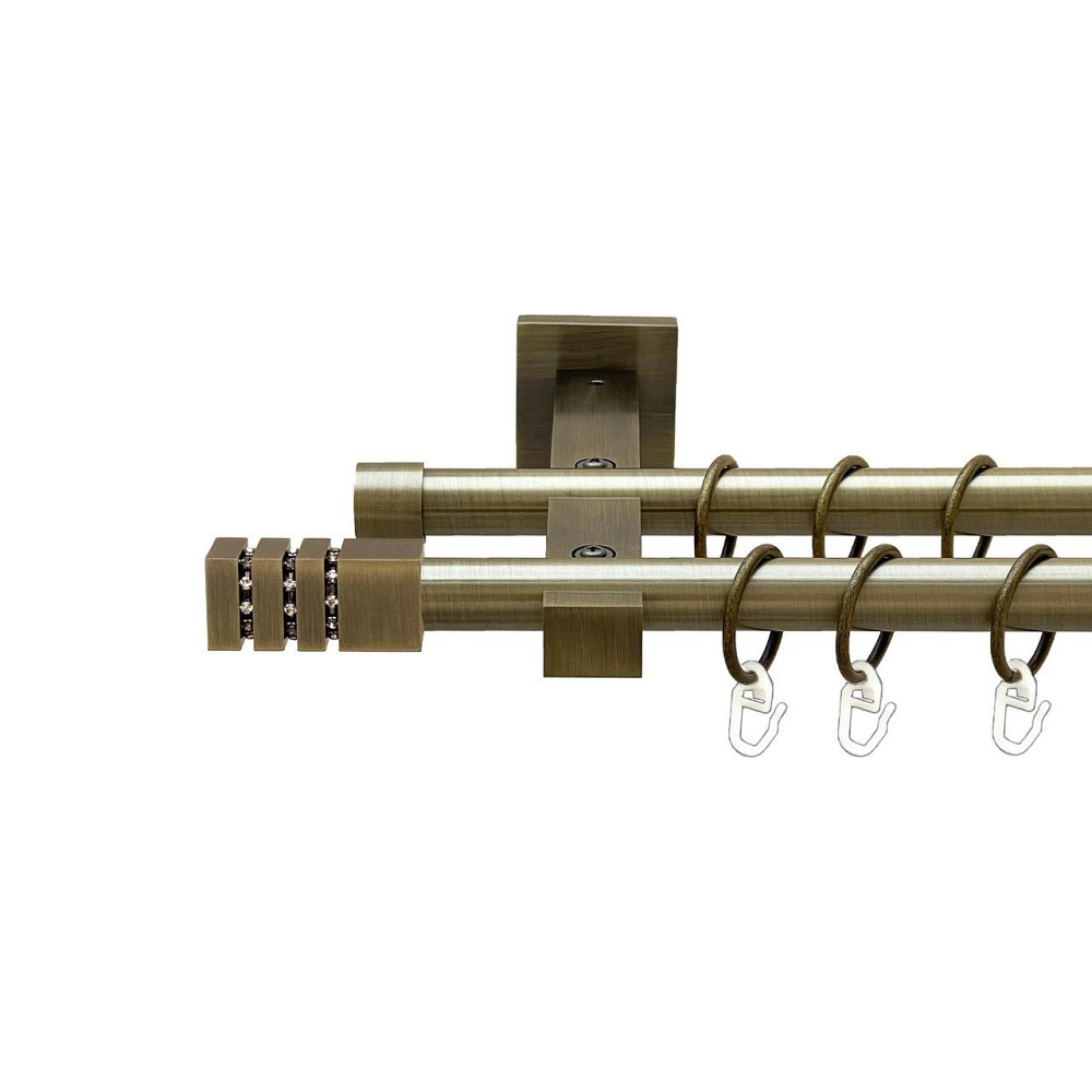 Карниз Orvit Ацтека металевий дворядний техно гладка труба кільце металеве Антик 19\19 мм 240 см (00-00026876) Львів - фото 1