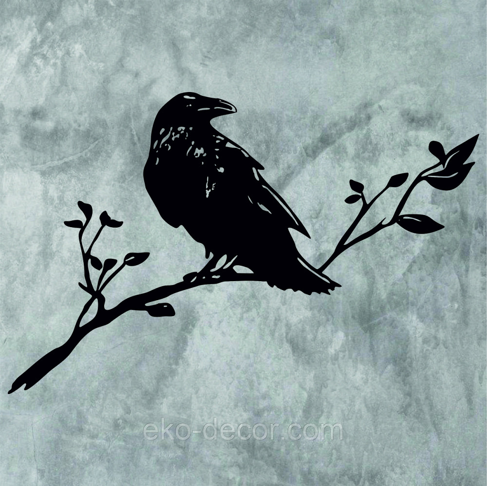 Декоративне настінне Панно «Ворон на гілці», Декор на стіну 90*57 см Київ - фото 5