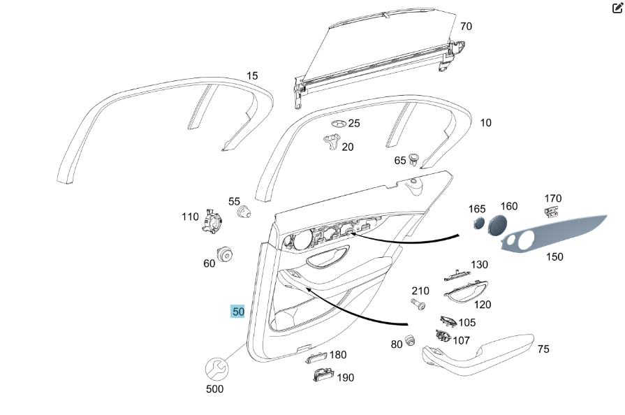 Mercedes-Benz  A2057306105 9H15 Задня ліва чорна дверна карта C-Class W205 C-class Estate S205 Одеса - фото 3
