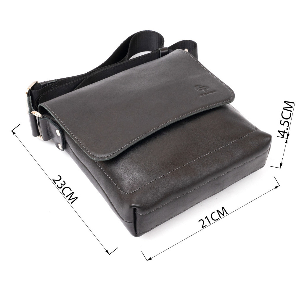 Сумка месенджер в гладкій шкірі GRANDE PELLE 11333 Чорна Київ - фото 9