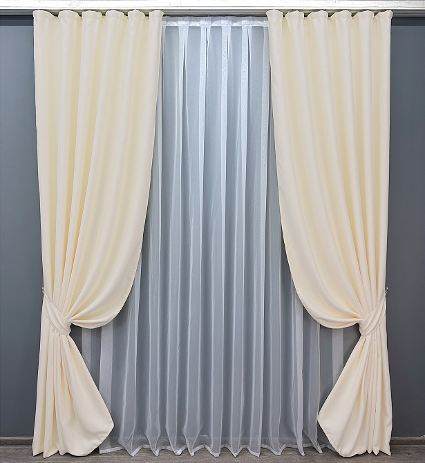 Комплект готовых штор VR-Textil Bagema Rvs № 1293ш Кремовый 150х275 см 2 шт (33-0144) Киев - изображение 2