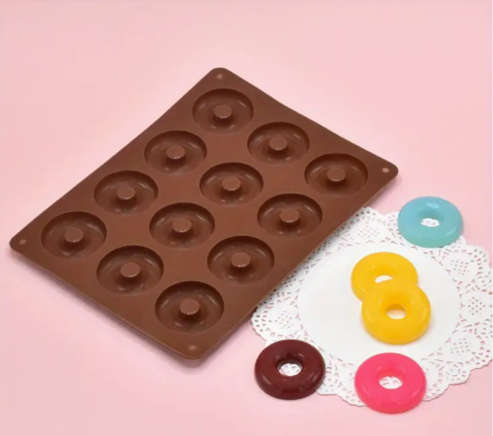 Силіконова форма 25×19 см на 12 осередків у вигляді пончиків для цукерок, мармеладу, випічки та інших солодощів Одеса - фото 2