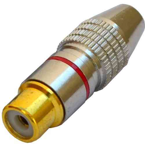 Гнездо RCA , silver-gold, диам.- 6,5мм, корпус металл, красный Полтава