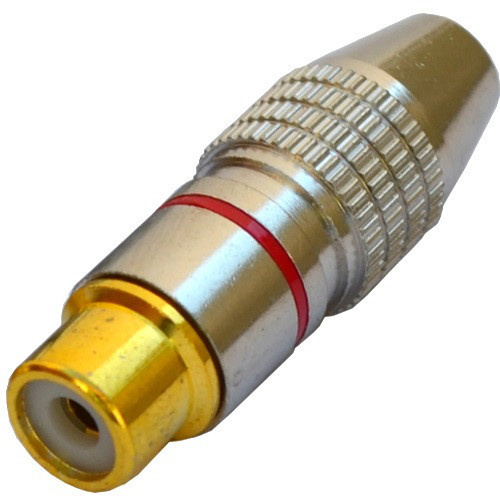 Гніздо RCA , silver-gold, діам.- 6,5 мм, корпус метал, червоний Полтава - фото 1