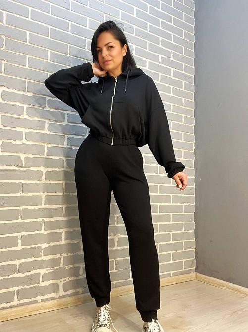Костюм женский No Matter What 1554-1558 худые капюшон карманы и джоггеры на резинке черный, черный, S Киев - изображение 11