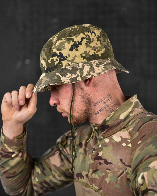 Панама чоловіча тактична маскувальна темний піксель герб ВТ6682 Одеса - фото 9